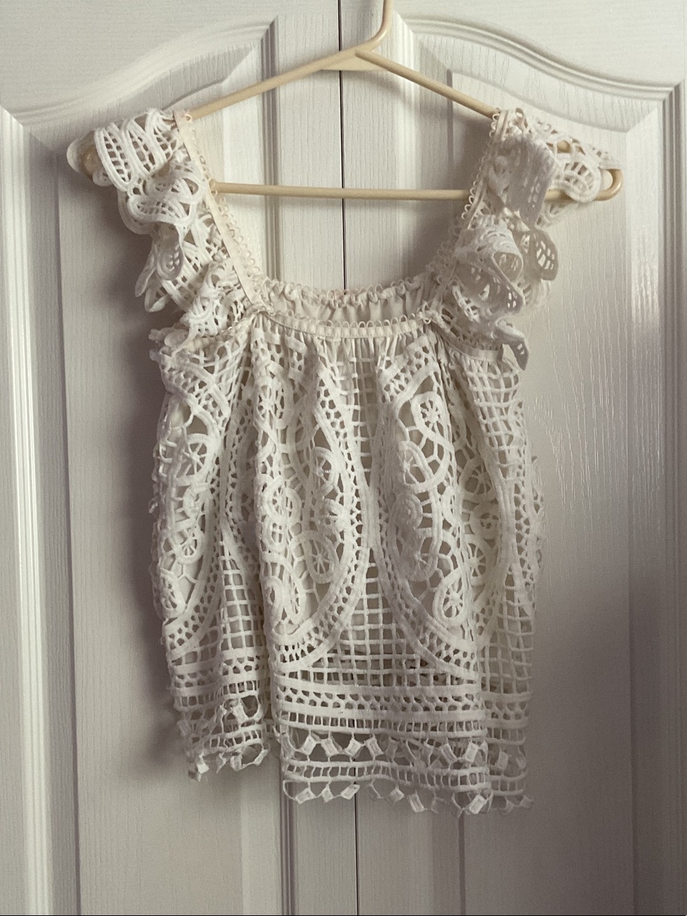 White Lace Crochet Cap Sleeve Top